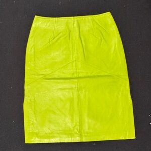Newport News Lime Green Genuine Leather Pencil Skirt